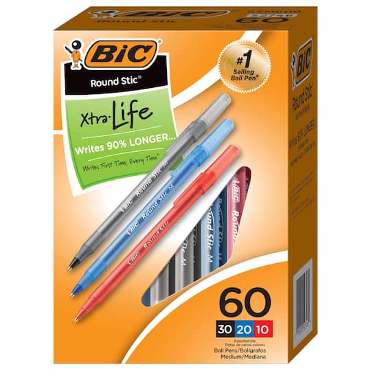 BIC&#xAE; Round Stic&#xAE; Assorted Xtra Life Ballpoint Pens, 60ct.